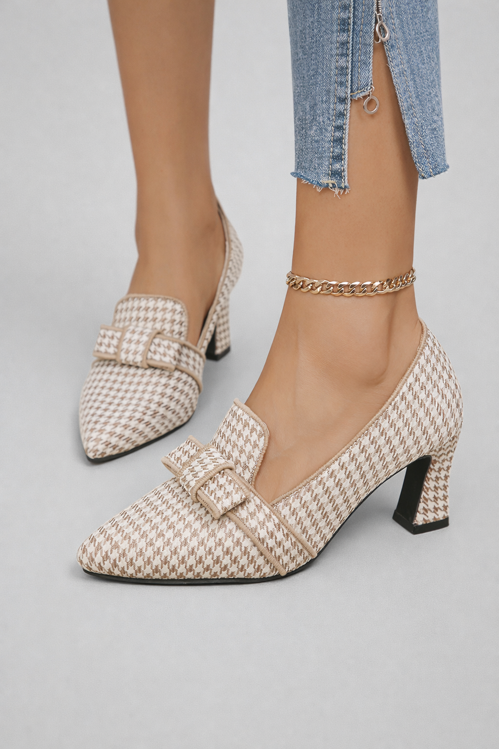 Chloé | Zapato de Tacón con Estampado Pata de Gallo