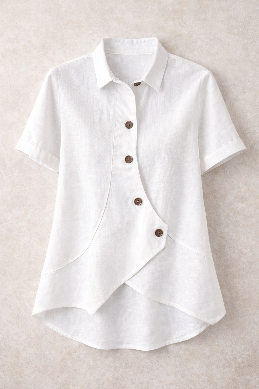 Camisa Asimétrica Blanca Linen Flow