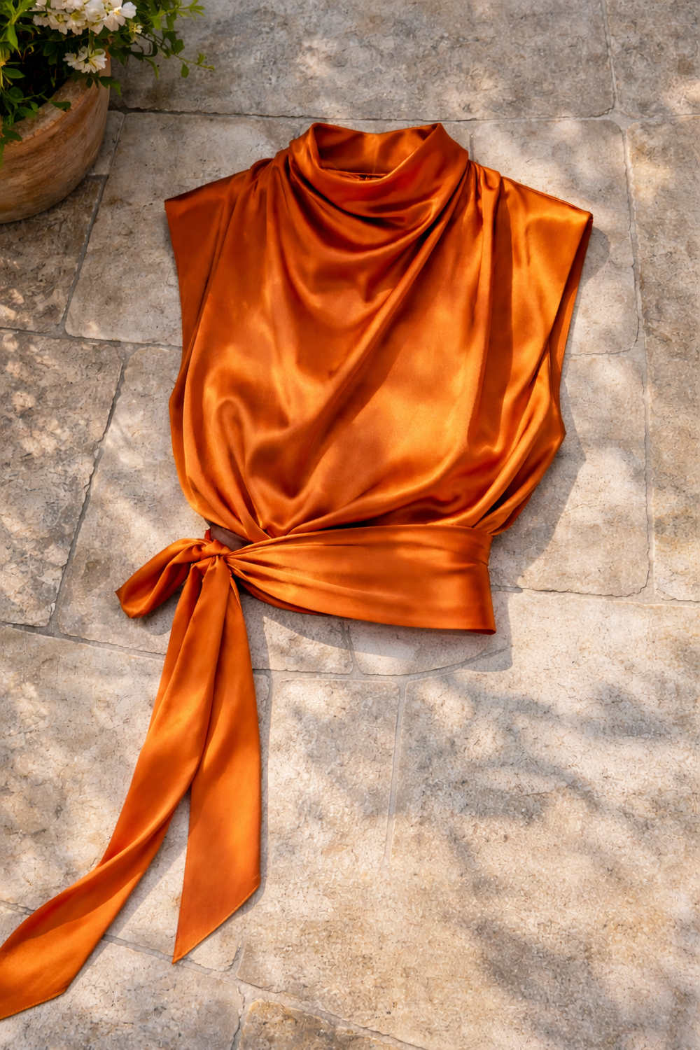 Top Satinado Naranja Selene